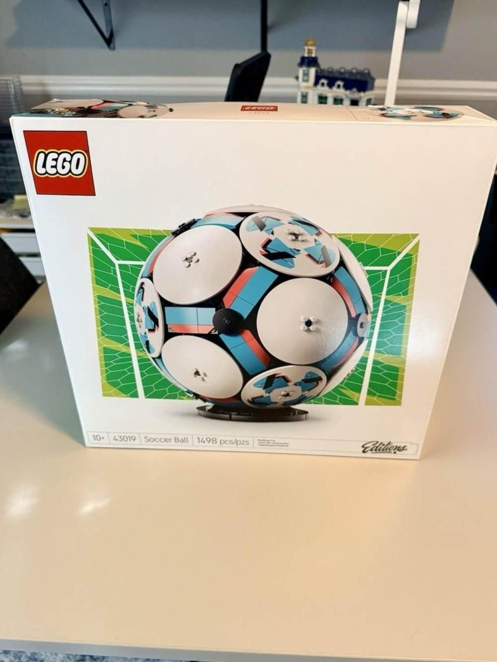 LEGO Soccer Ball Model in White, Blue, Black & Red - Icons Edition